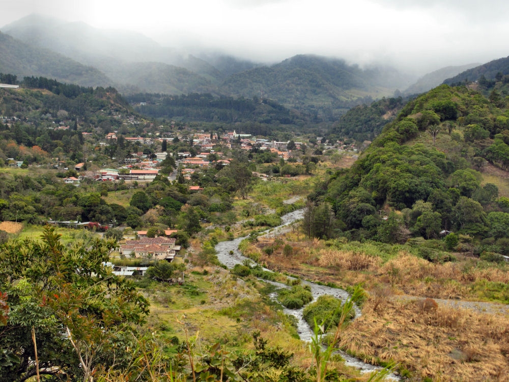Boquete is nestled in a little river valley, surrounded by mountains on three sides, including the 12,000-ft. Volcan Baru on the west.